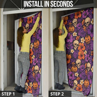 Hawaii Halloween Door Cover Skeleton Pumpkin Hawaiian Flower Tribal