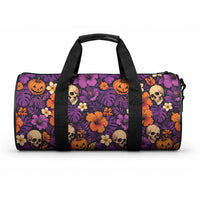 Hawaii Halloween Duffle Bag Skeleton Pumpkin Hawaiian Flower Tribal