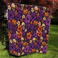Hawaii Halloween Quilt Skeleton Pumpkin Hawaiian Flower Tribal