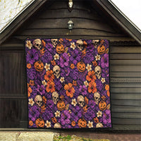 Hawaii Halloween Quilt Skeleton Pumpkin Hawaiian Flower Tribal