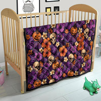 Hawaii Halloween Quilt Skeleton Pumpkin Hawaiian Flower Tribal