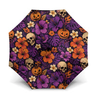 Hawaii Halloween Umbrella Skeleton Pumpkin Hawaiian Flower Tribal