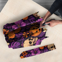 Hawaii Halloween Umbrella Skeleton Pumpkin Hawaiian Flower Tribal