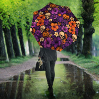 Hawaii Halloween Umbrella Skeleton Pumpkin Hawaiian Flower Tribal