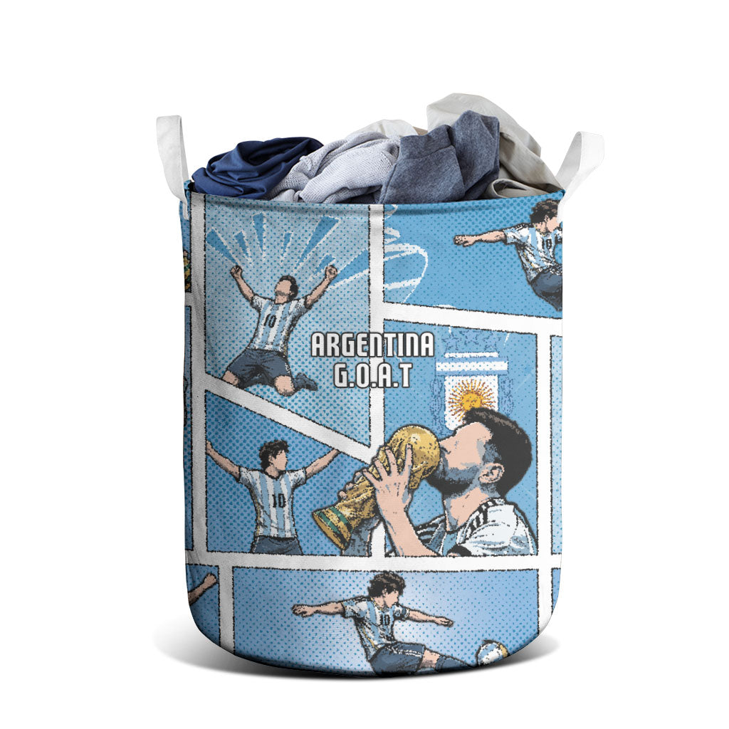 Argentina Football Laundry Basket Goat Comic Style Sun Of May