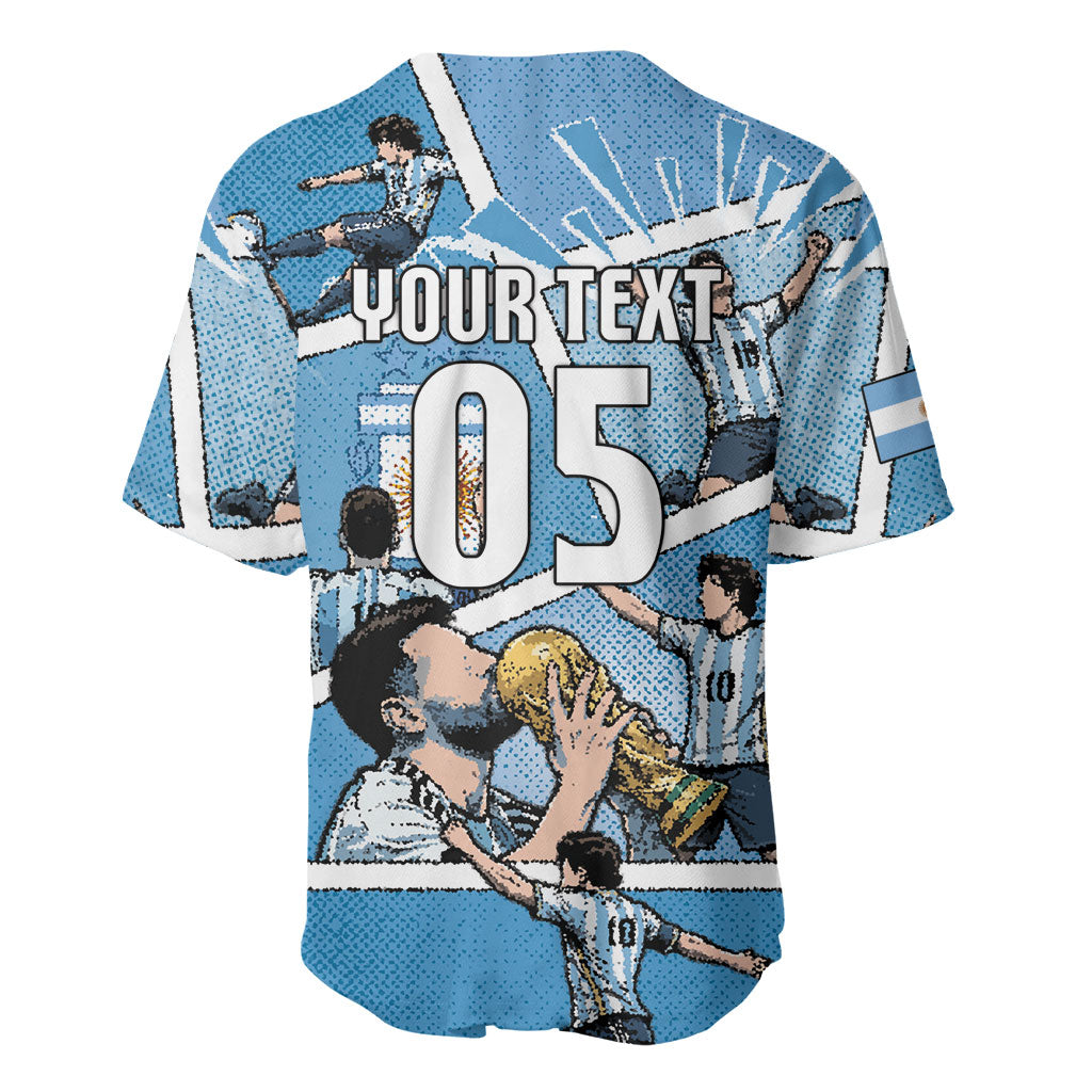 Custom Argentina Football Baseball Jersey Goat Comic Style Sun Of May