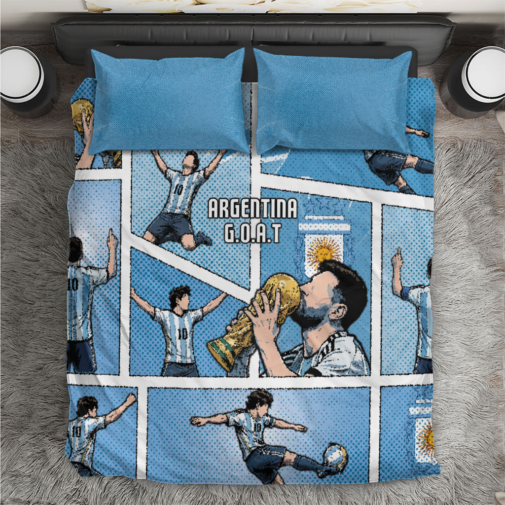 Argentina Football Bedding Set Goat Comic Style Sun Of May