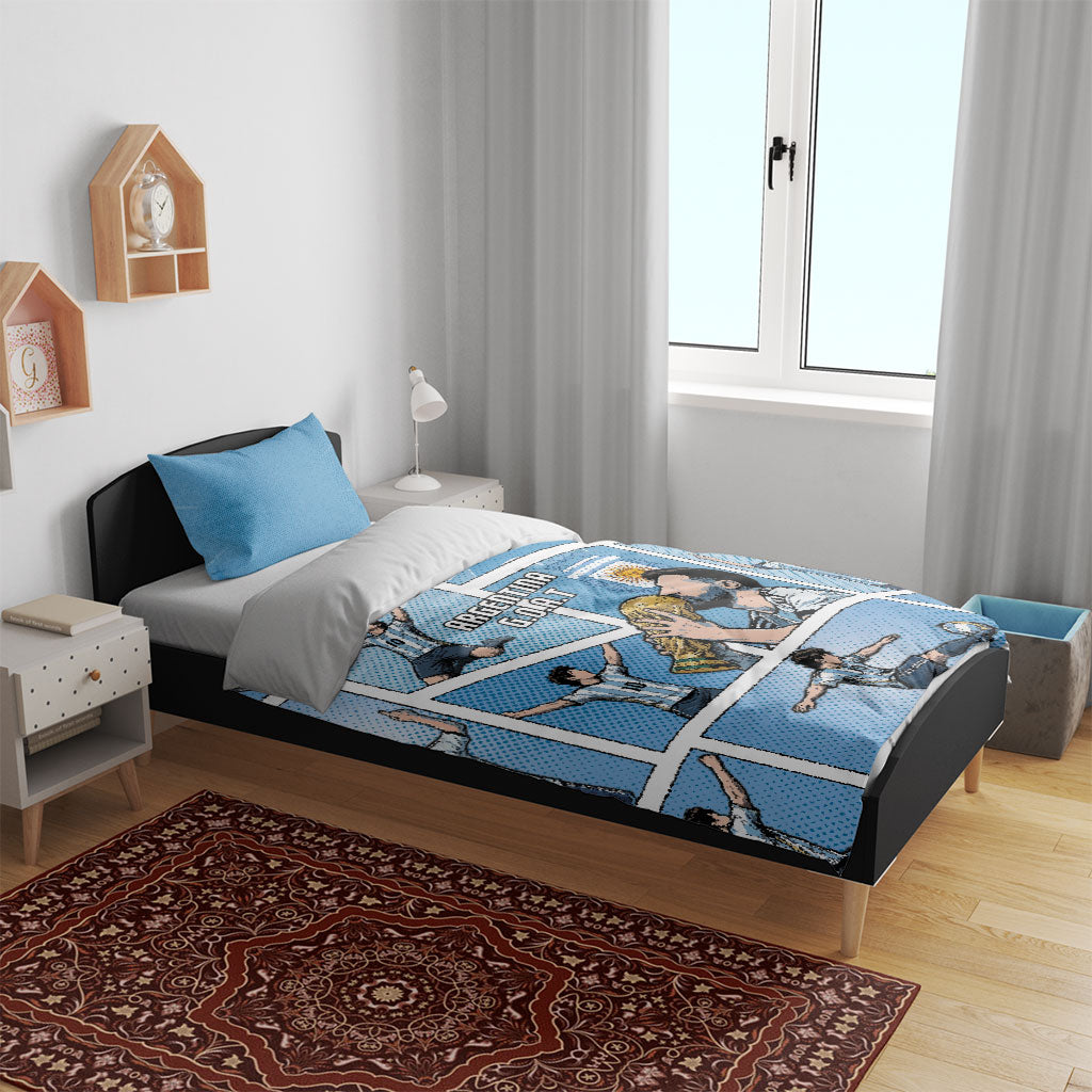 Argentina Football Bedding Set Goat Comic Style Sun Of May
