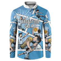 Custom Argentina Football Button Sweatshirt Goat Comic Style Sun Of May