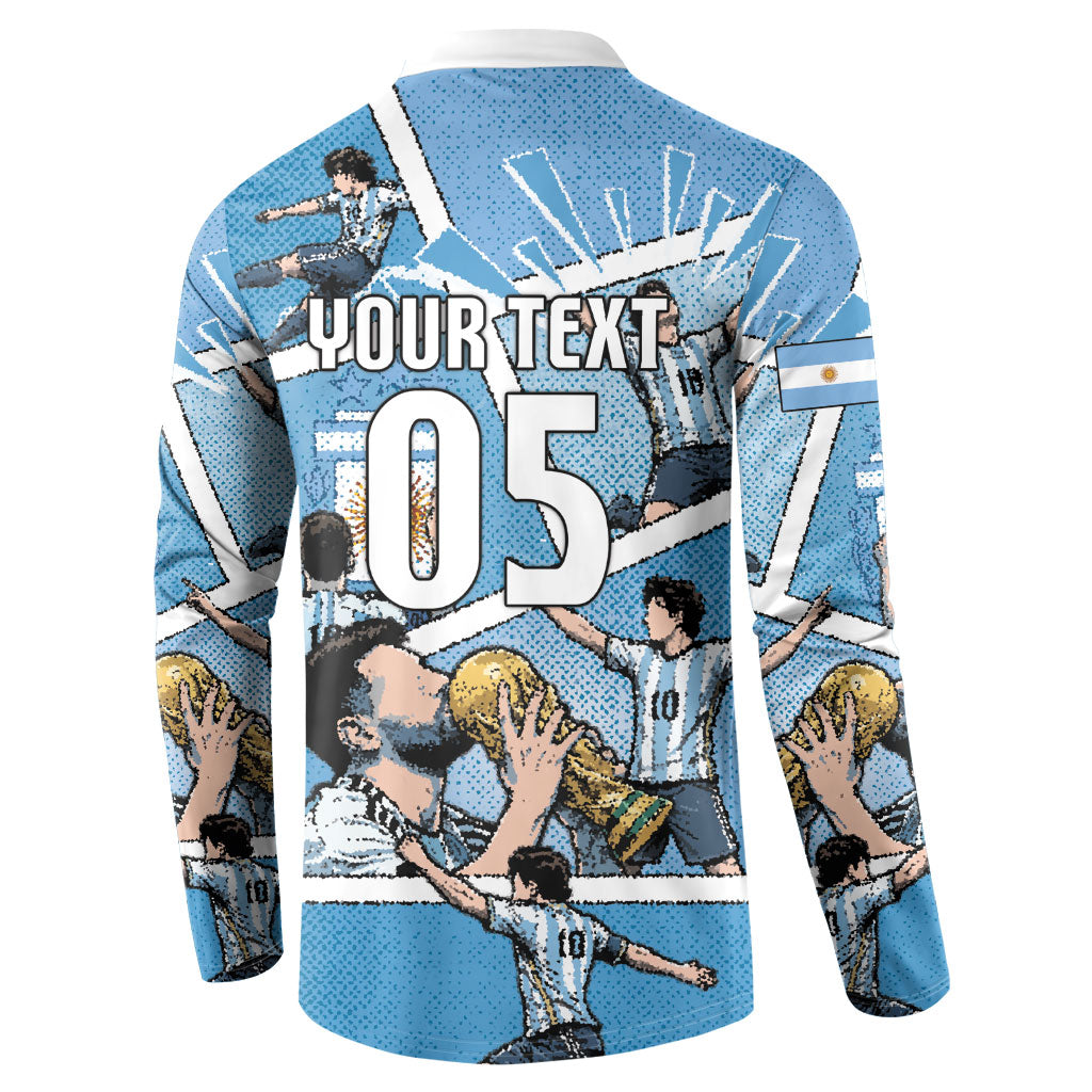 Custom Argentina Football Button Sweatshirt Goat Comic Style Sun Of May