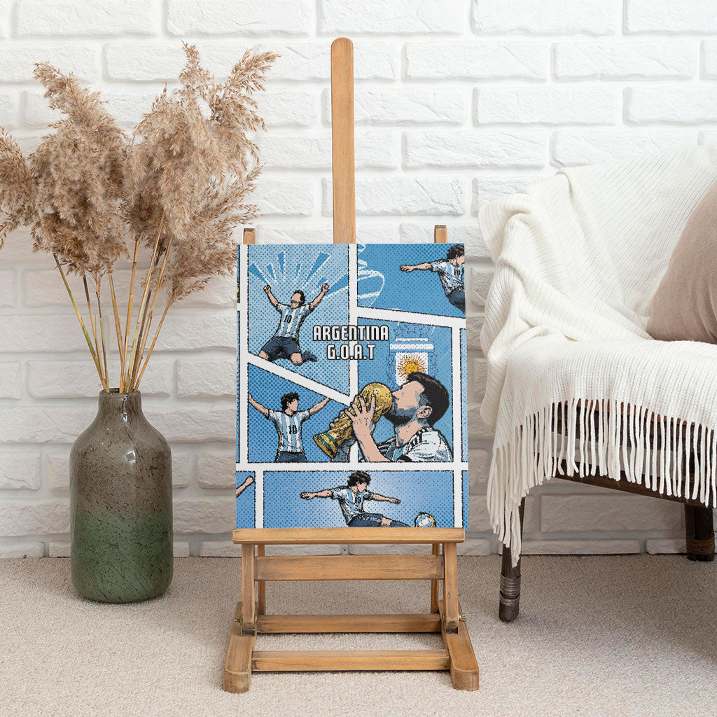 Argentina Football Canvas Wall Art Goat Comic Style Sun Of May