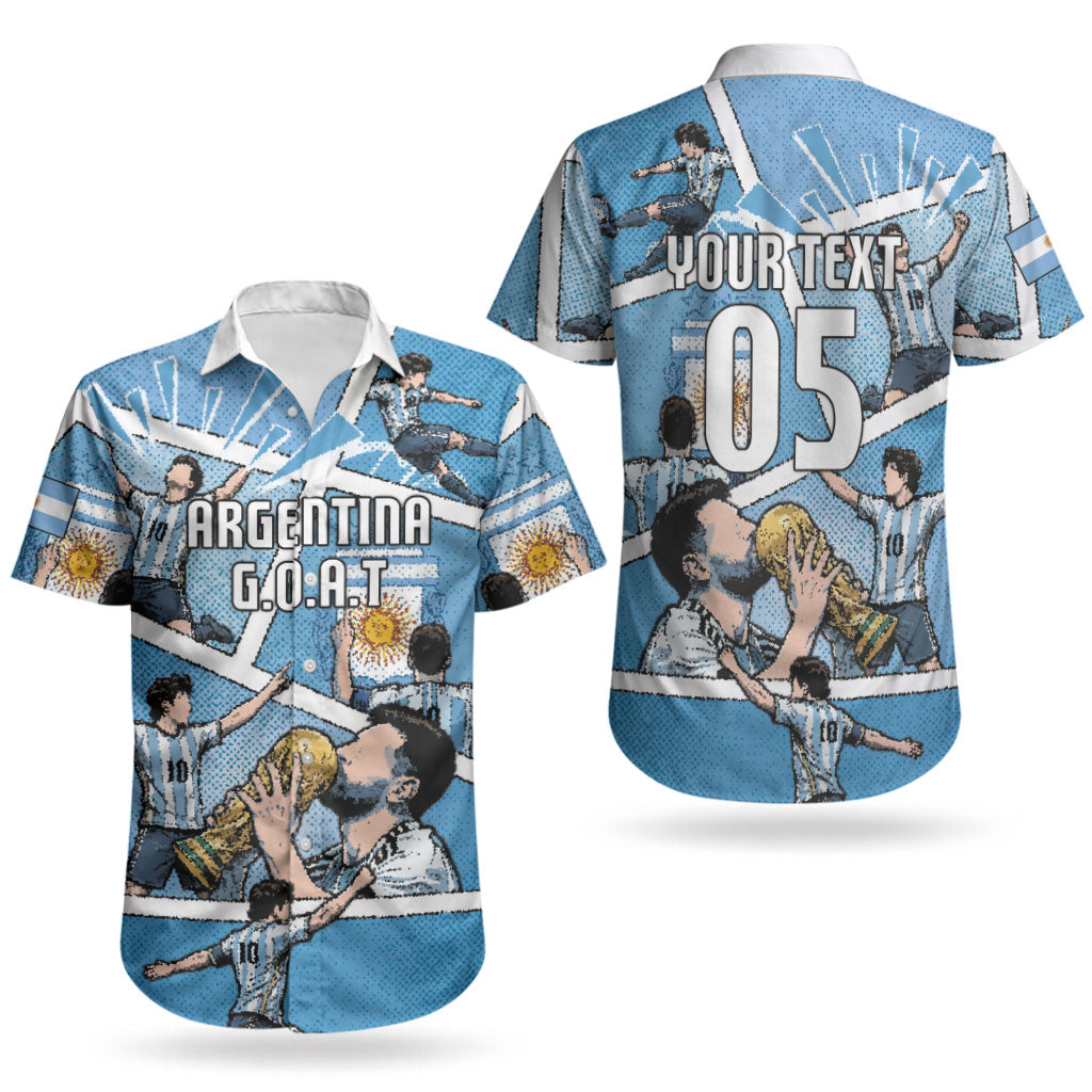 Custom Argentina Football Couples Matching Tank Maxi Dress and Hawaiian Shirt Goat Comic Style Sun Of May