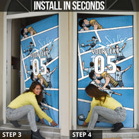 Custom Argentina Football Door Cover Goat Comic Style Sun Of May