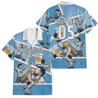 Custom Argentina Football Family Matching Off Shoulder Maxi Dress and Hawaiian Shirt Goat Comic Style Sun Of May
