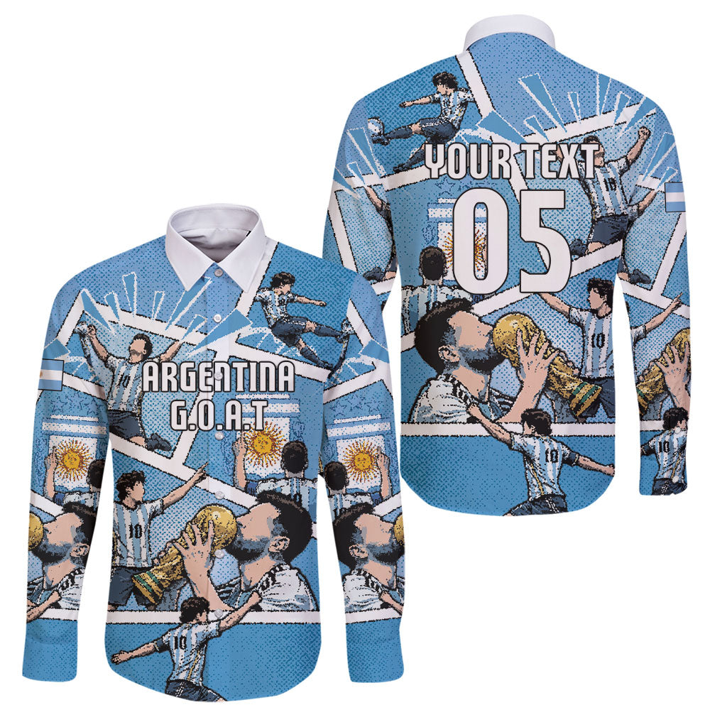 Custom Argentina Football Family Matching Short Sleeve Bodycon Dress and Hawaiian Shirt Goat Comic Style Sun Of May