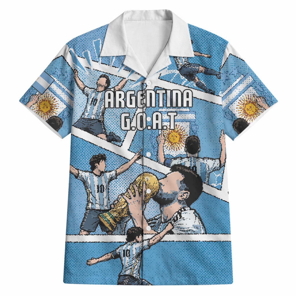 Custom Argentina Football Hawaiian Shirt Goat Comic Style Sun Of May DT05 Blue - Polynesian Pride