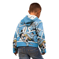 Custom Argentina Football Kid Hoodie Goat Comic Style Sun Of May