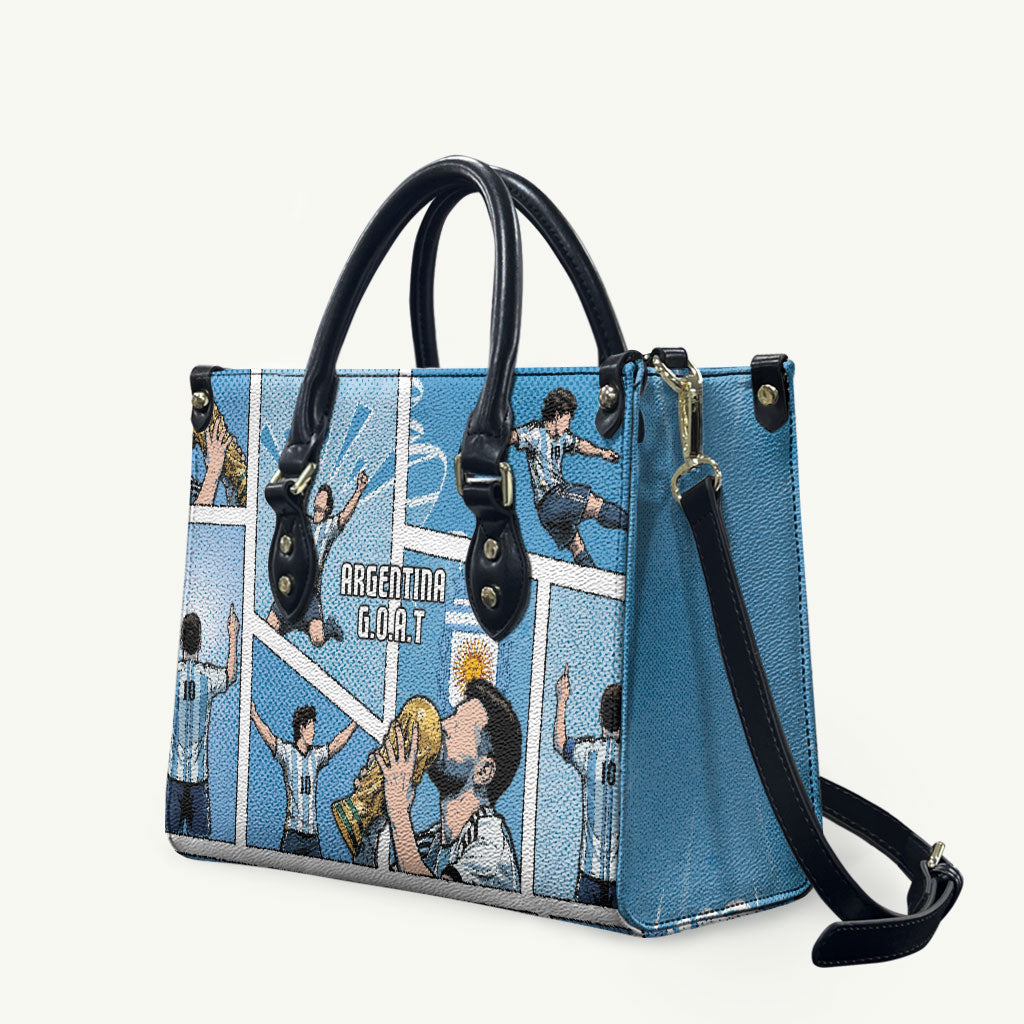 Argentina Football Leather Bag Goat Comic Style Sun Of May