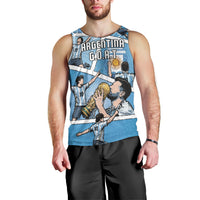 Custom Argentina Football Men Tank Top Goat Comic Style Sun Of May DT05 - Polynesian Pride