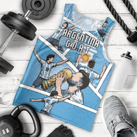 Custom Argentina Football Men Tank Top Goat Comic Style Sun Of May DT05 - Polynesian Pride