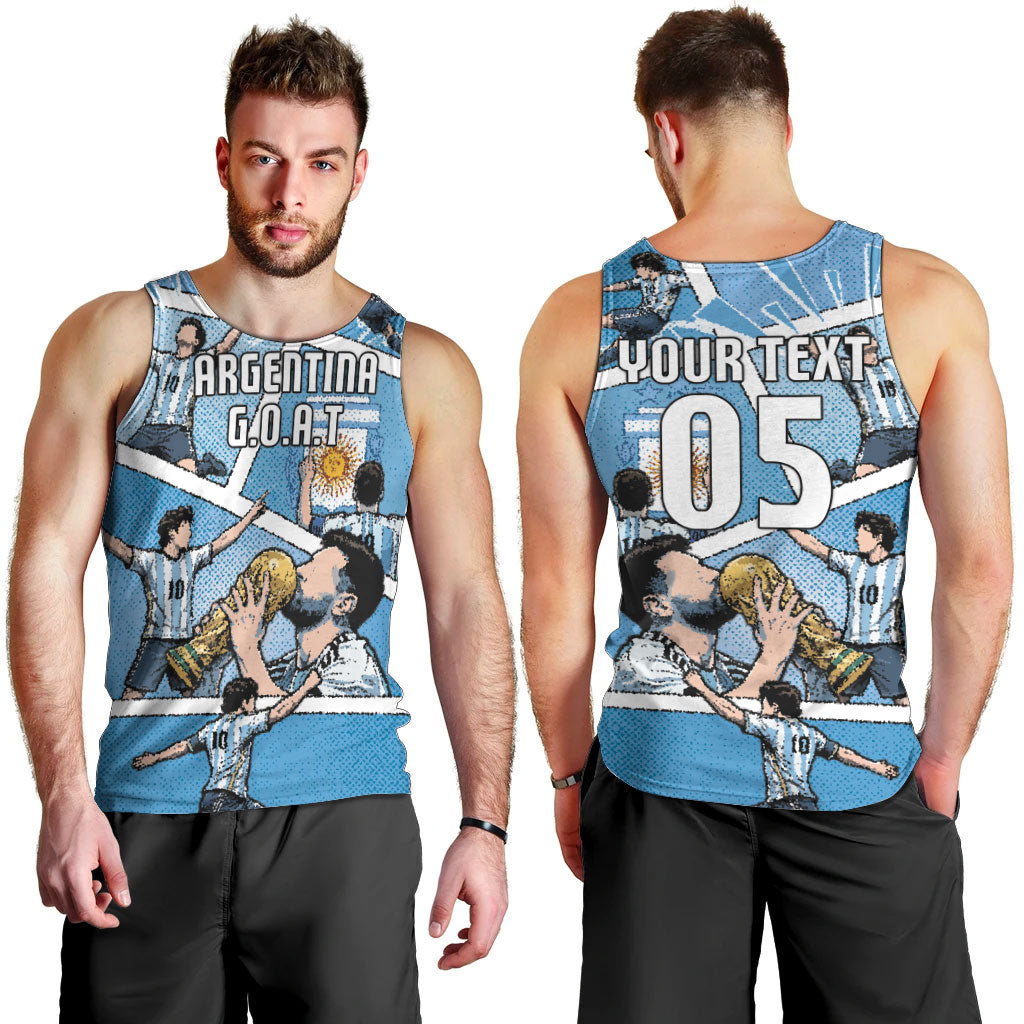 Custom Argentina Football Men Tank Top Goat Comic Style Sun Of May DT05 - Polynesian Pride