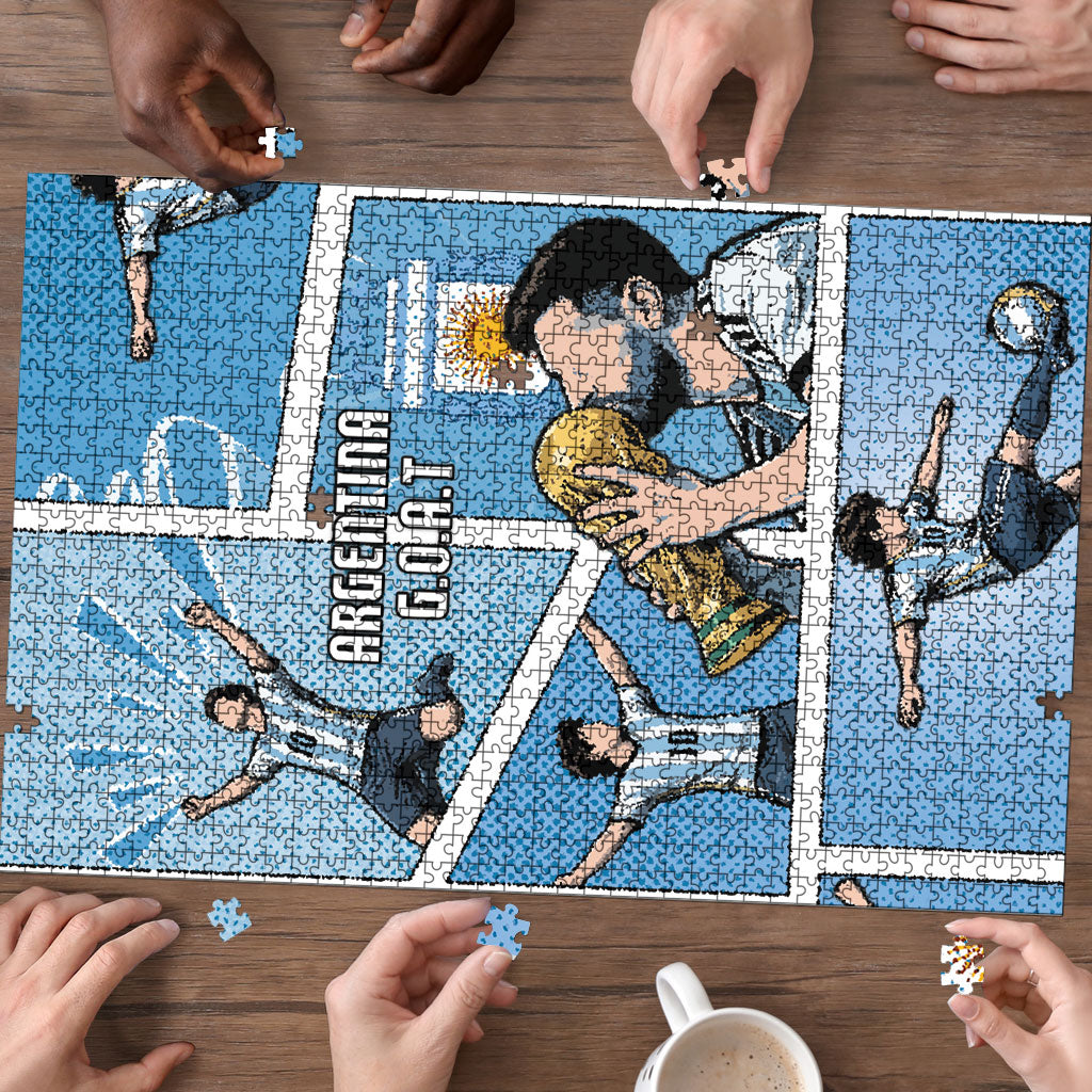 Argentina Football Puzzle Goat Comic Style Sun Of May
