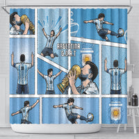 Argentina Football Shower Curtain Goat Comic Style Sun Of May DT05 - Polynesian Pride