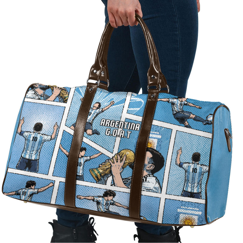 Argentina Football Travel Bag Goat Comic Style Sun Of May
