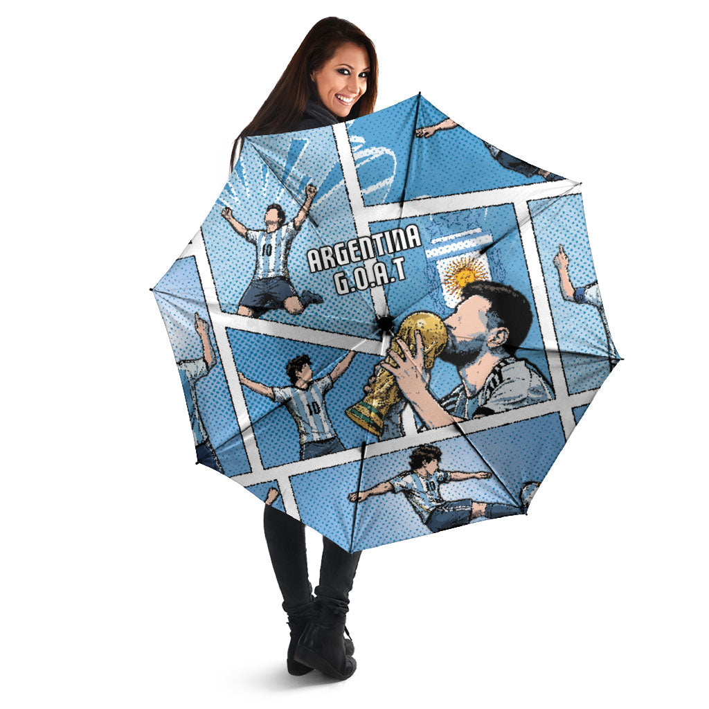 Argentina Football Umbrella Goat Comic Style Sun Of May