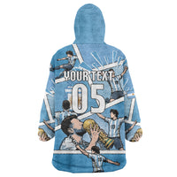 Custom Argentina Football Wearable Blanket Hoodie Goat Comic Style Sun Of May