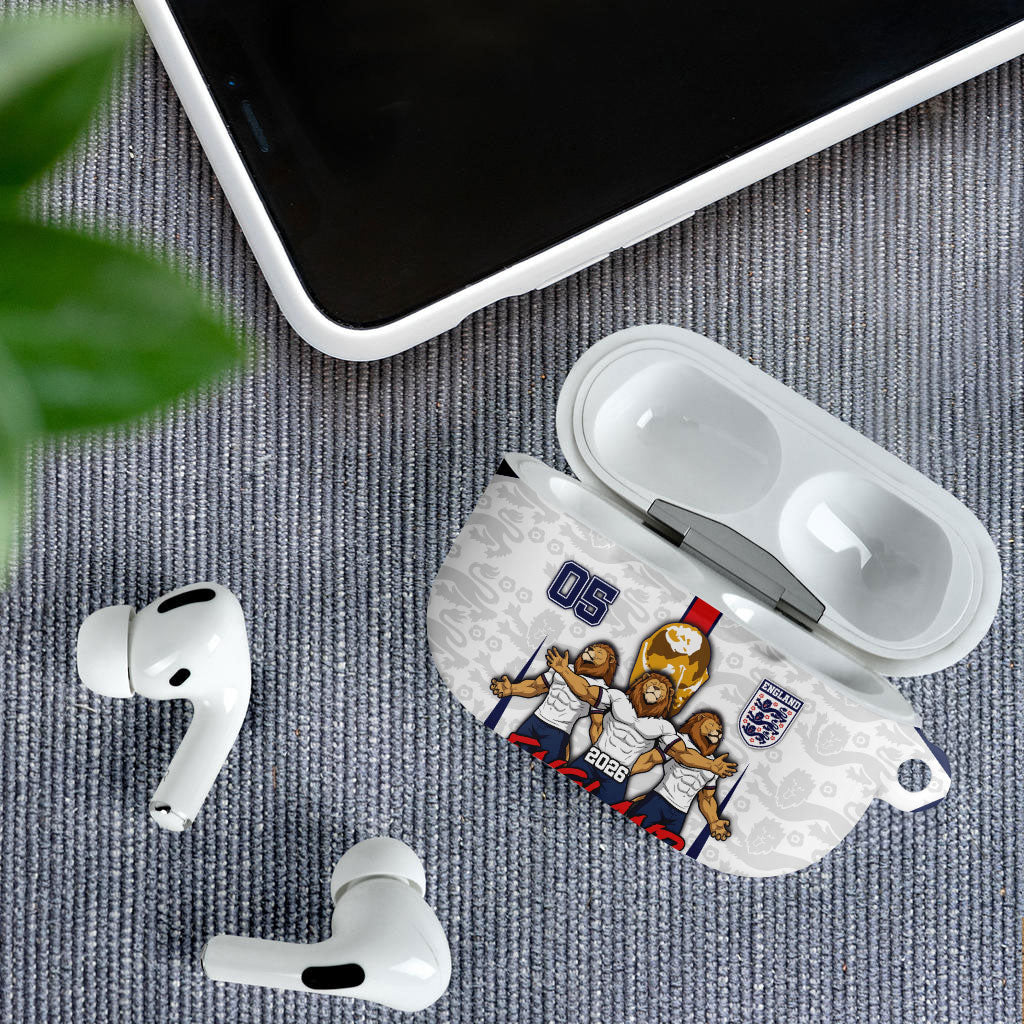 Custom England Football AirPods Case Three Lions Trophy St George Cross