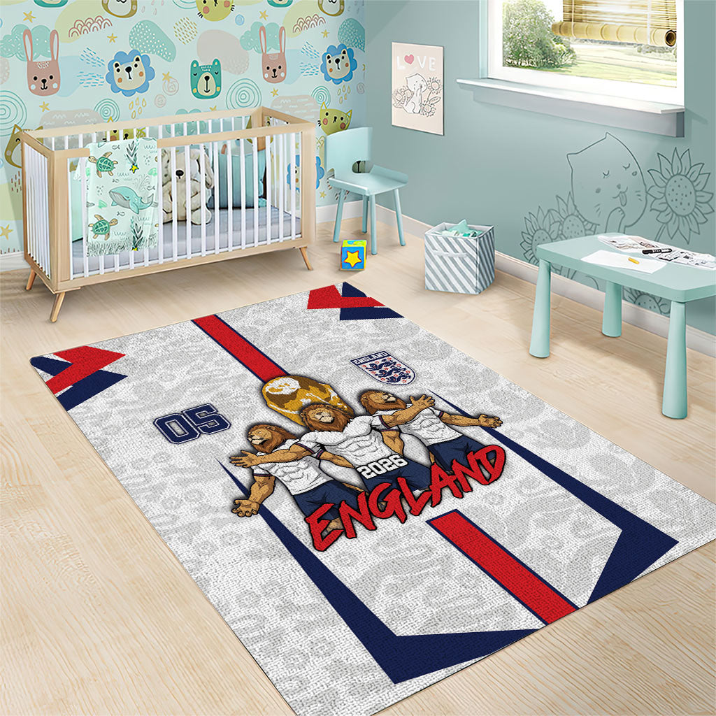 Custom England Football Area Rug Three Lions Trophy St George Cross