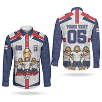 Custom England Football Couples Matching Short Sleeve Bodycon Dress and Long Sleeve Button Shirt Three Lions Trophy St George Cross