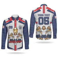 Custom England Football Couples Matching Tank Maxi Dress and Long Sleeve Button Shirt Three Lions Trophy St George Cross