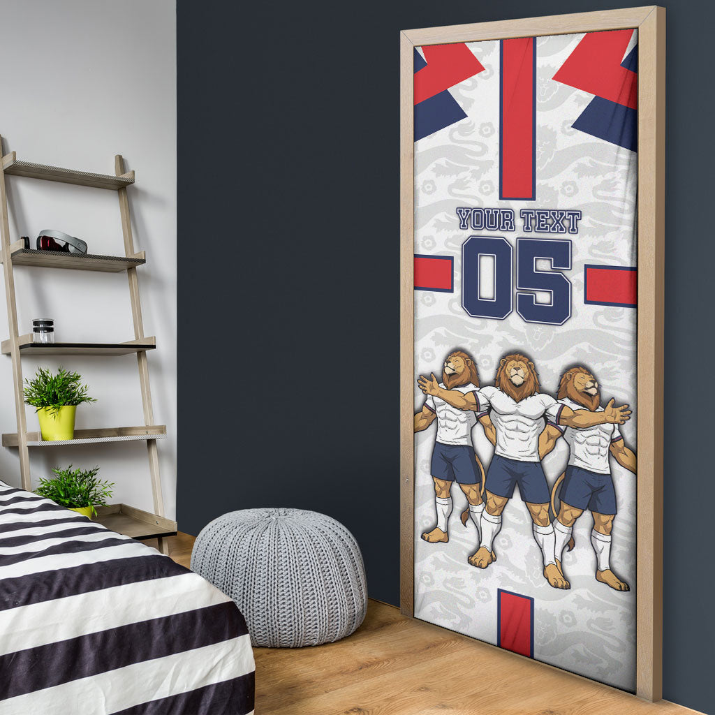 Custom England Football Door Cover Three Lions Trophy St George Cross DT05 - Polynesian Pride
