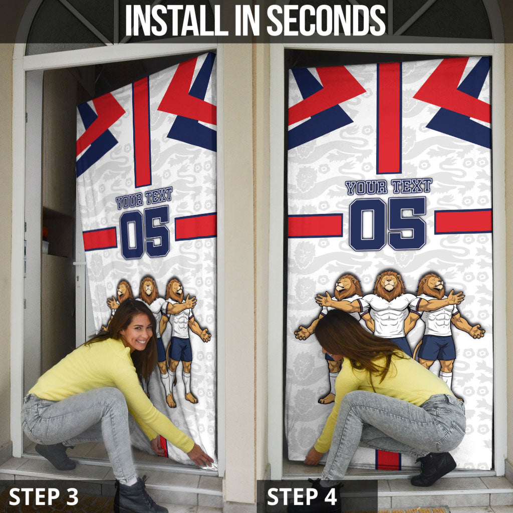 Custom England Football Door Cover Three Lions Trophy St George Cross DT05 - Polynesian Pride