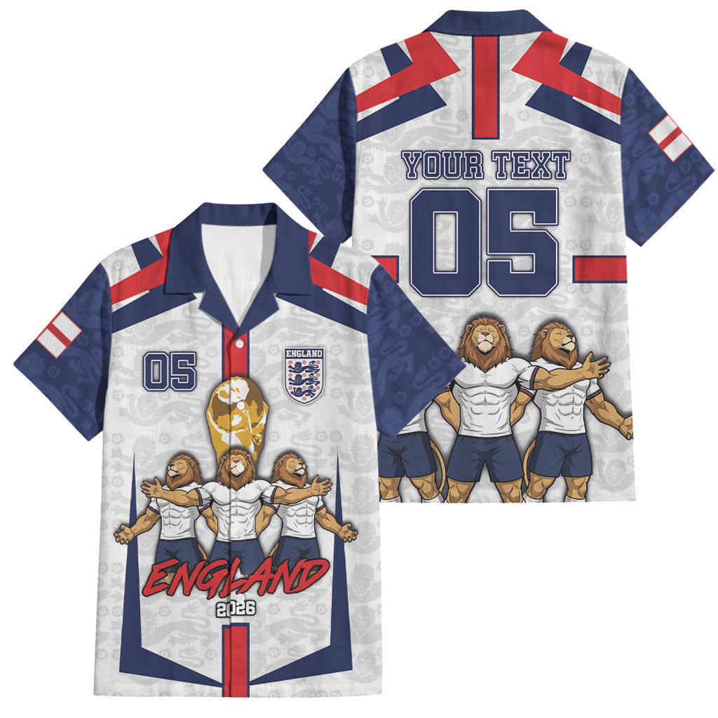 Custom England Football Family Matching Off The Shoulder Long Sleeve Dress and Hawaiian Shirt Three Lions Trophy St George Cross