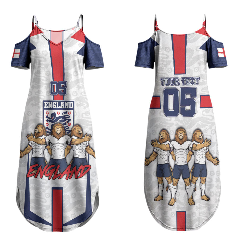 Custom England Football Family Matching Summer Maxi Dress and Hawaiian Shirt Three Lions Trophy St George Cross