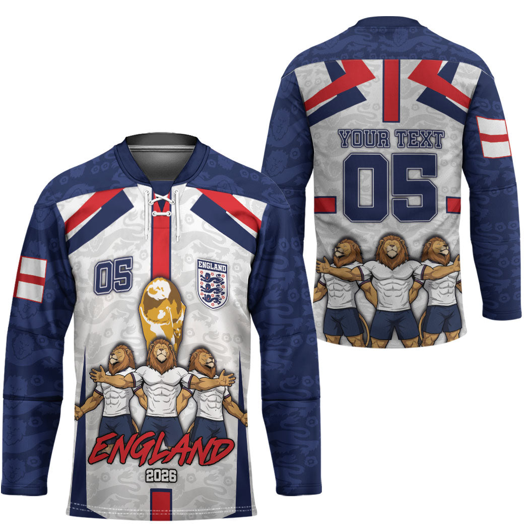 Custom England Football Hockey Jersey Three Lions Trophy St George Cross
