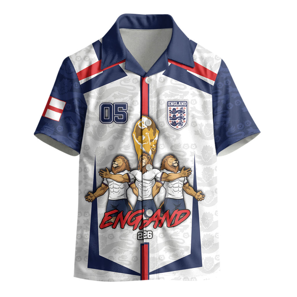 Custom England Football Kid Hawaiian Shirt Three Lions Trophy St George Cross