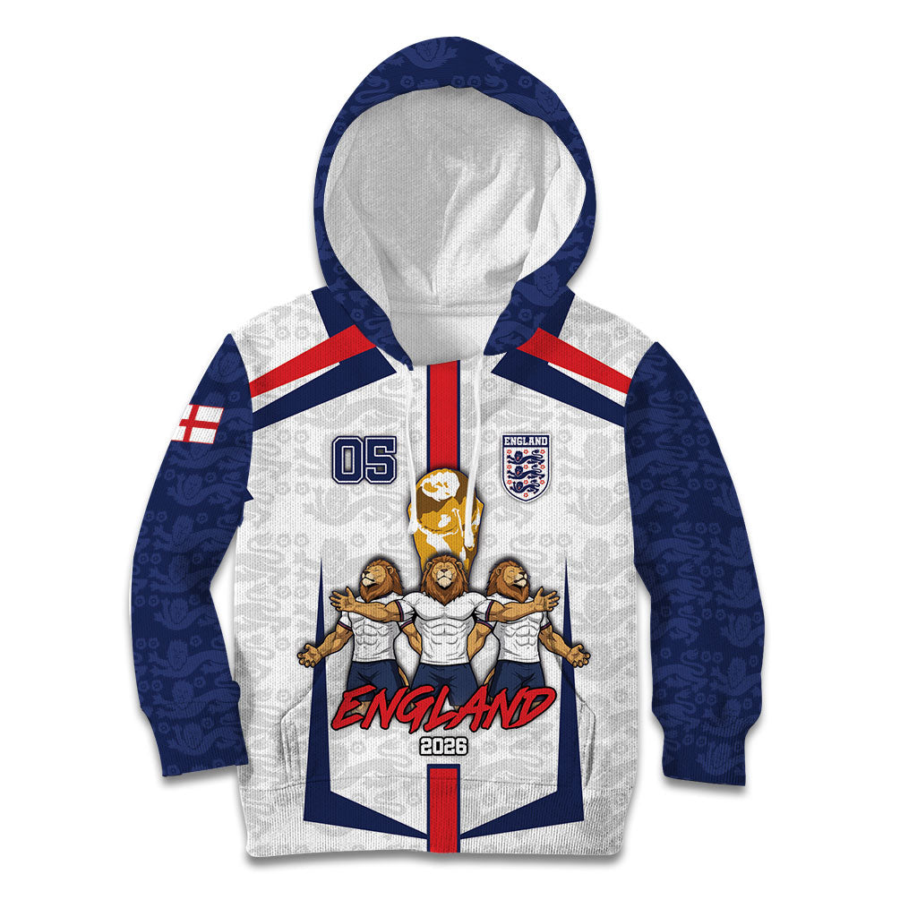 Custom England Football Kid Hoodie Three Lions Trophy St George Cross