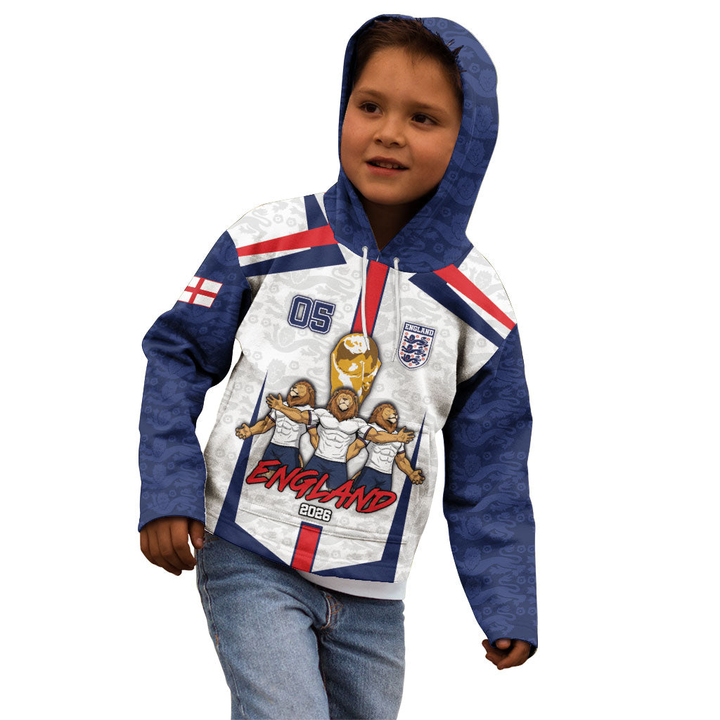 Custom England Football Kid Hoodie Three Lions Trophy St George Cross