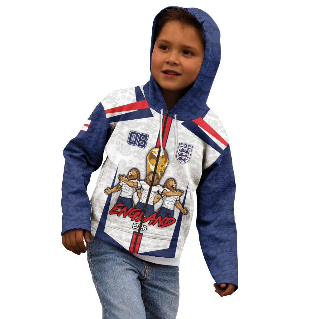 Custom England Football Kid Hoodie Three Lions Trophy St George Cross