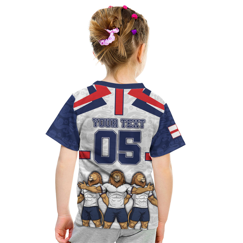 Custom England Football Kid T Shirt Three Lions Trophy St George Cross DT05 - Polynesian Pride