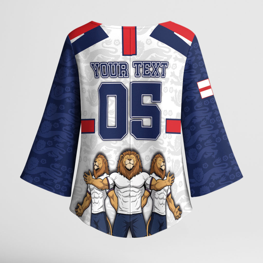 Custom England Football Kimono Sleeve Blouse Three Lions Trophy St George Cross