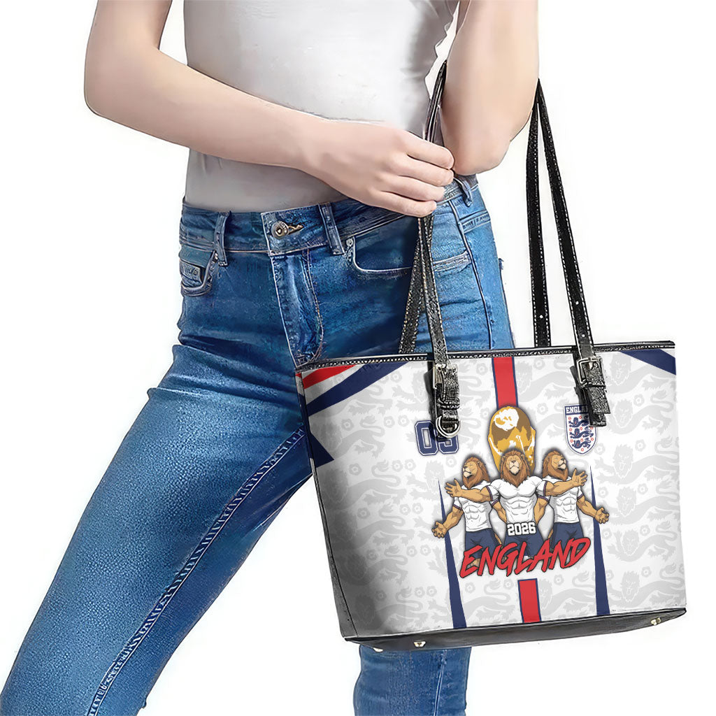 Custom England Football Leather Tote Bag Three Lions Trophy St George Cross