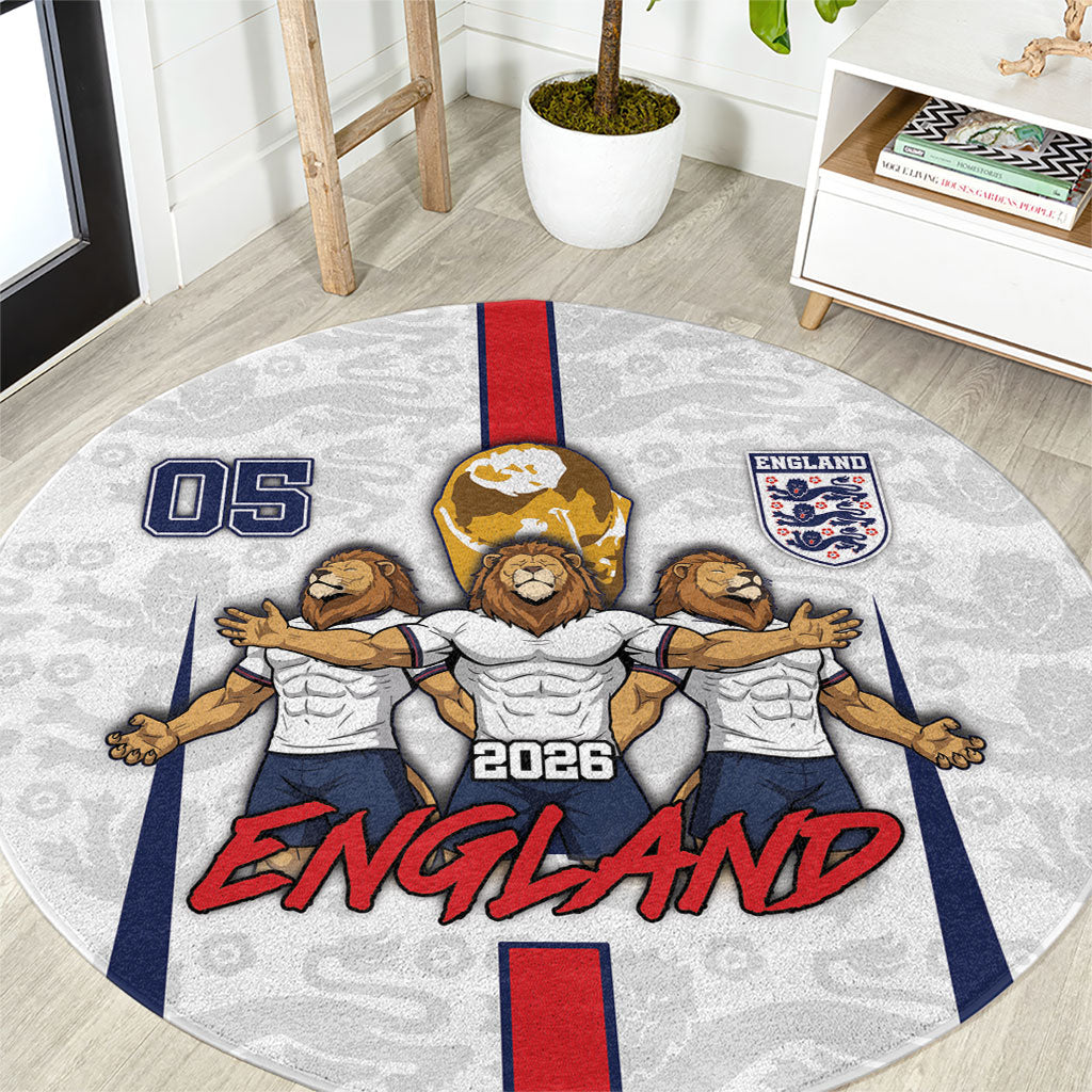 Custom England Football Round Carpet Three Lions Trophy St George Cross