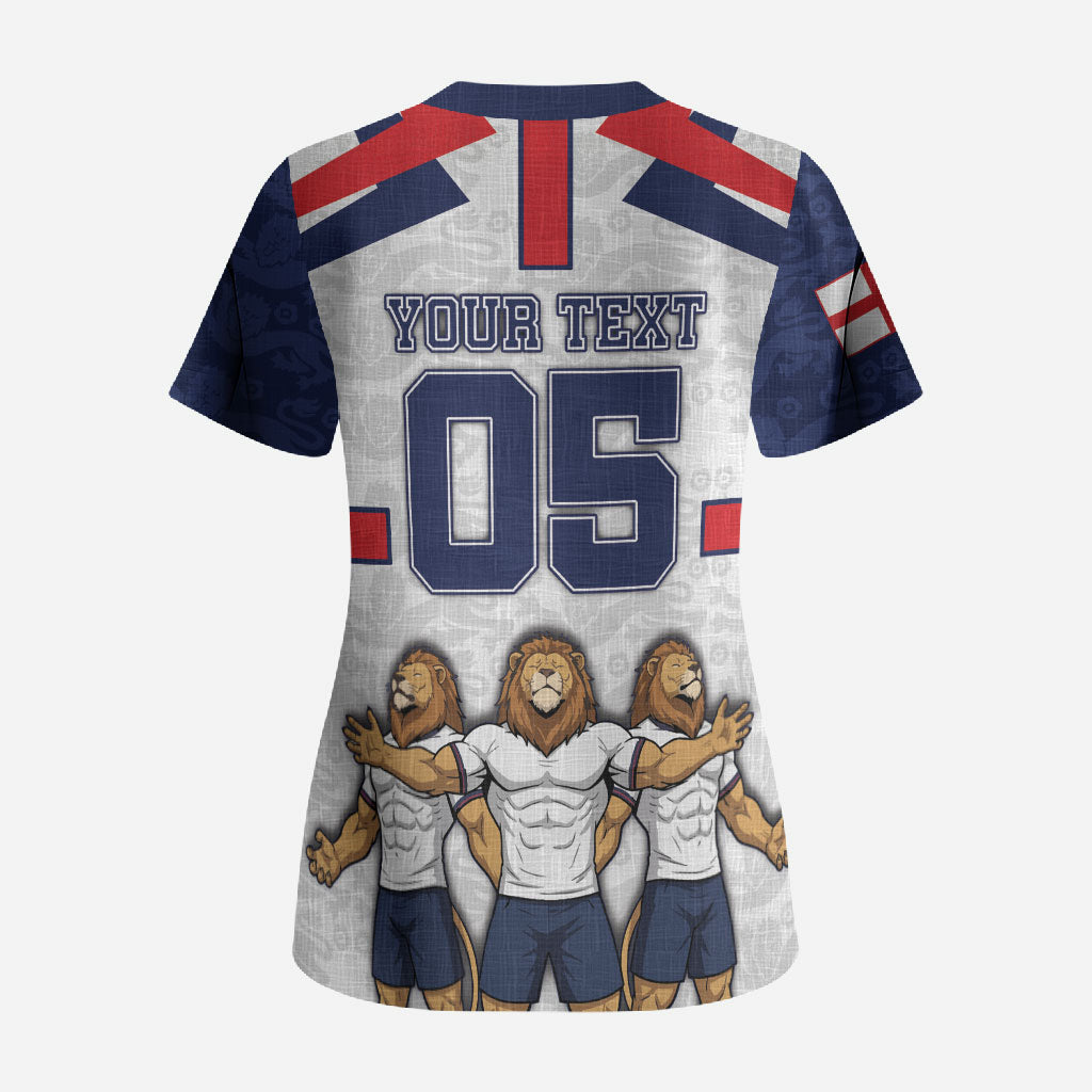 Custom England Football Scrub Top Three Lions Trophy St George Cross