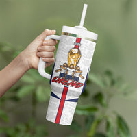 Custom England Football Tumbler With Handle Three Lions Trophy St George Cross