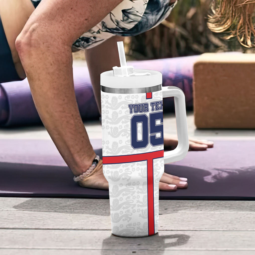 Custom England Football Tumbler With Handle Three Lions Trophy St George Cross
